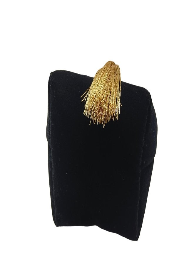 athizay Ethnic Handbags for Women Regal Velvet ladies potli Bag Studded with Lace Work Strap with Golden Tassel Embelishment (Dark Black, Gold) - Image 5